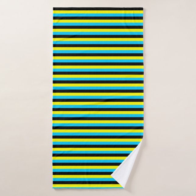 drapeau des bahamas rayures pays motif bleu jaune  (Serviette de bain)