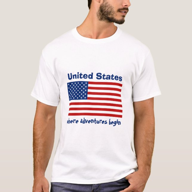 Drapeau des Etats-Unis + Carte + T-shirt des (Devant)