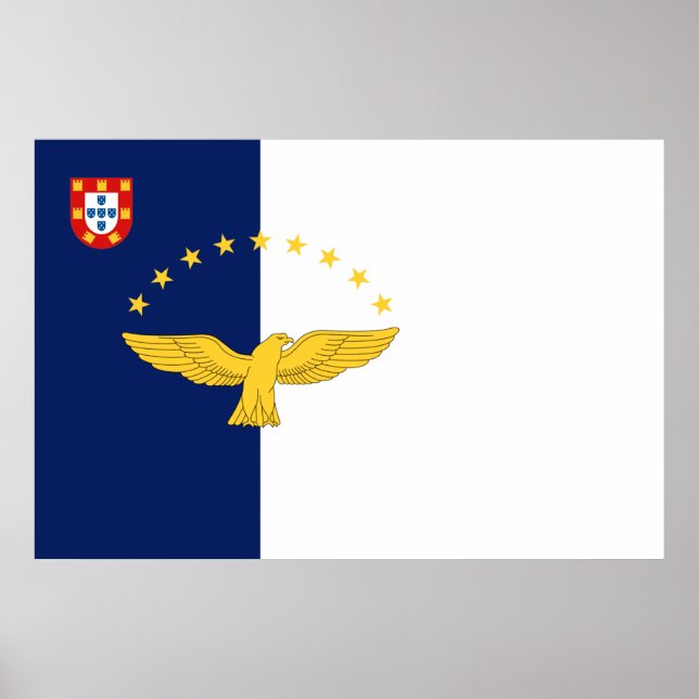 Drapeau des îles Açores Imprimer Valeur Poster Pap (Devant)