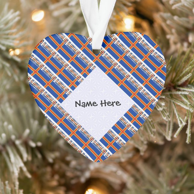 Drapeau des îles Ålander Åland Carrelé Personnalis (Arbre)