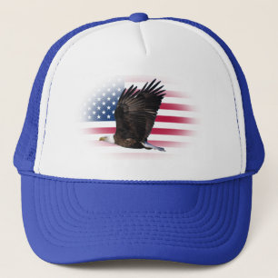 Drapeau des USA avec le casquette de camionneur