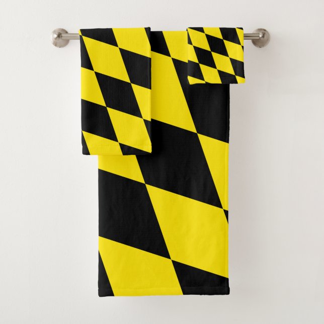 Drapeau diamant de Bavière noire et jaune Motif (En situation)