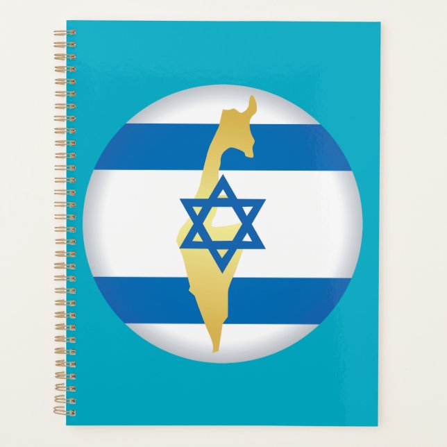 Drapeau d'Israël et carte avec emblème de l'étoile (Devant)