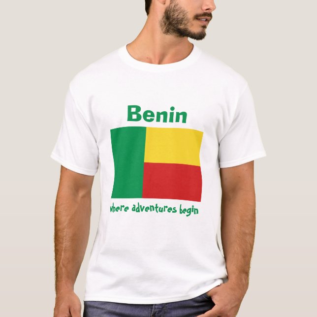 Drapeau du Bénin + Carte + T-shirt des textes (Devant)