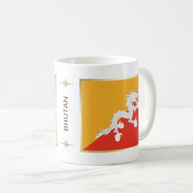 Drapeau du Bhutan + Tasse de carte (Devant droit)