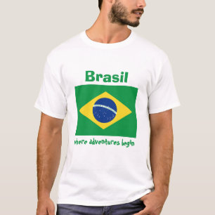 Drapeau du Brésil + Carte + T-shirt des textes