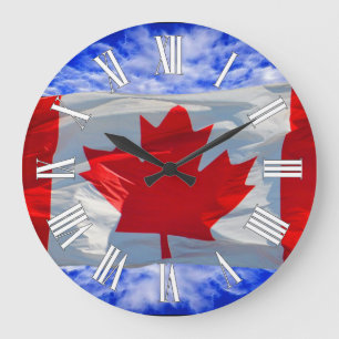 Drapeau du Canada et Sky Fière horloge murale patr