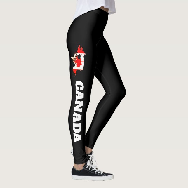 Drapeau du Canada Rouge Blanc Noir Leggings Femmes (Droite)