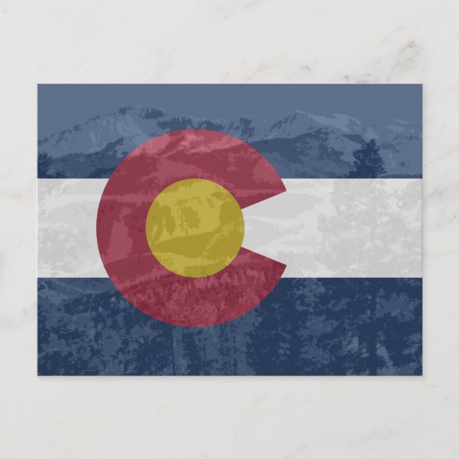 Drapeau du Colorado avec carte postale Pikes Peak (Devant)