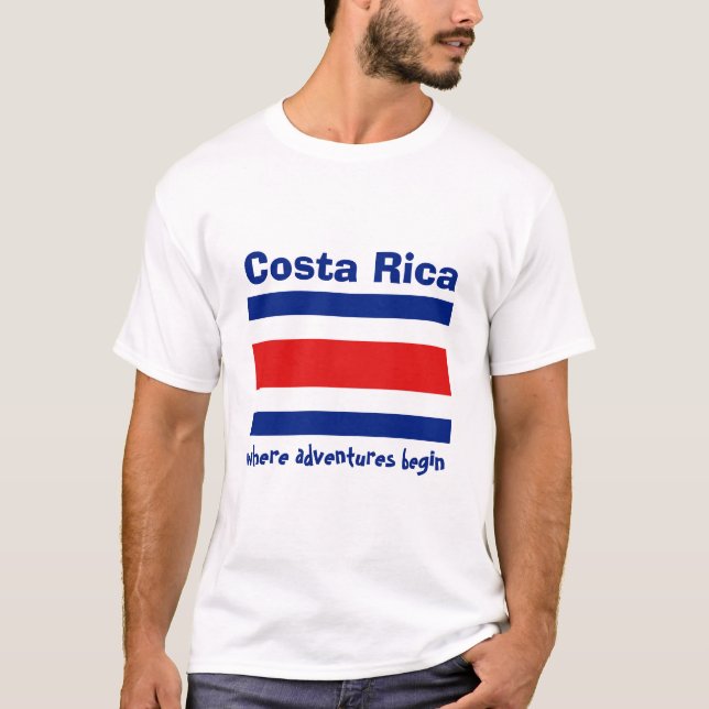 Drapeau du Costa Rica + Carte + T-shirt des textes (Devant)