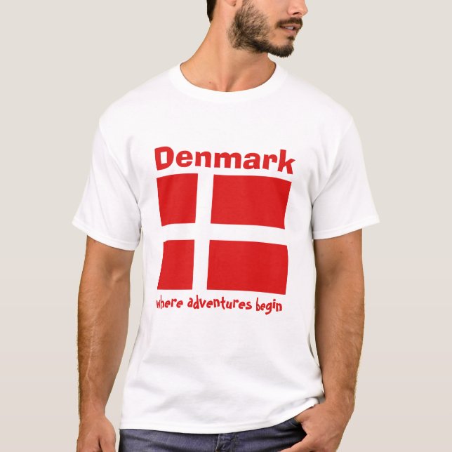 Drapeau du Danemark + Carte + T-shirt des textes (Devant)