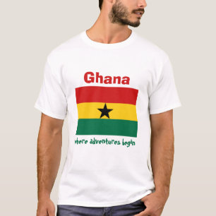 Drapeau du Ghana + Carte + T-shirt des textes
