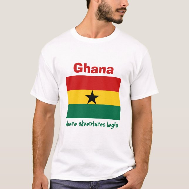 Drapeau du Ghana + Carte + T-shirt des textes (Devant)