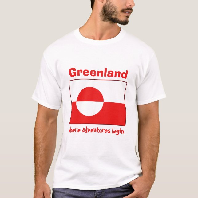 Drapeau du Groenland + Carte + T-shirt des textes (Devant)
