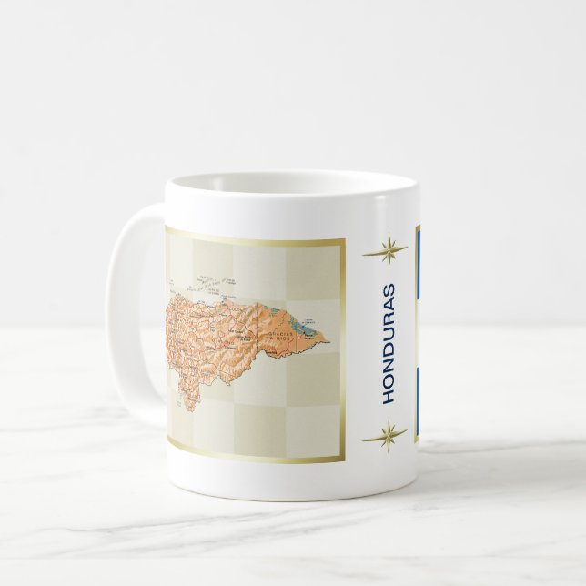 Drapeau du Honduras + Tasse de carte (Devant gauche)