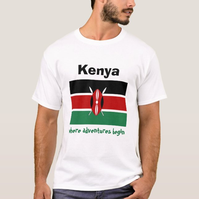 Drapeau du Kenya + Carte + T-shirt des textes (Devant)