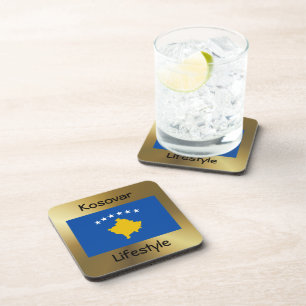 Drapeau du Kosovo + Dessous de verre texte