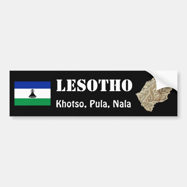 Drapeau du Lesotho + Sticker de pare-chocs de cart (Devant)