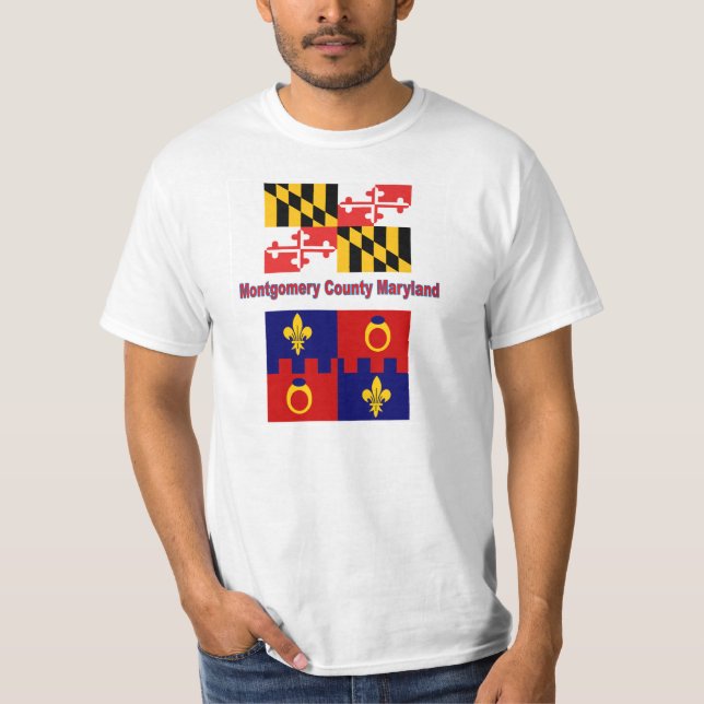 Drapeau du Maryland et T-shirt de drapeau du comté (Devant)