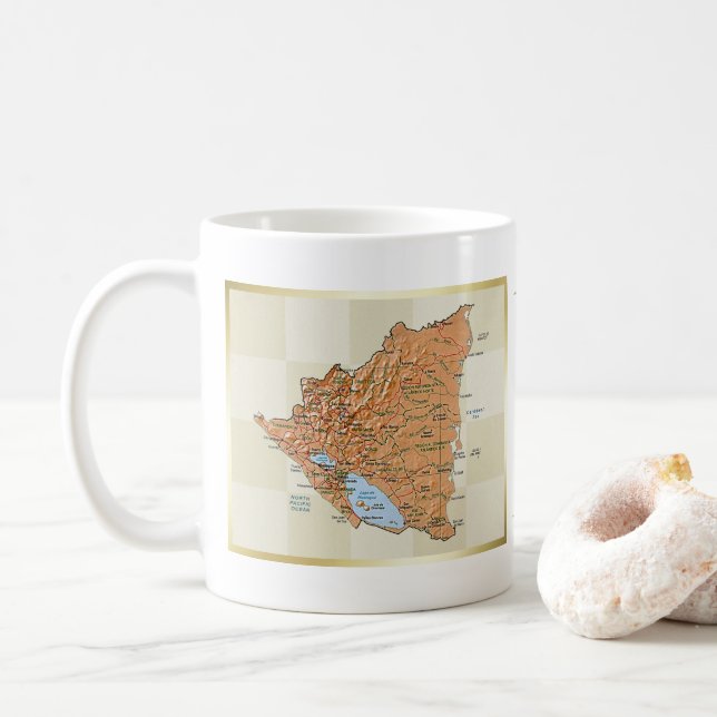 Drapeau du Nicaragua + Tasse de carte (Avec donut)