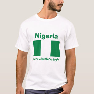 Drapeau du Nigéria + Carte + T-shirt des textes