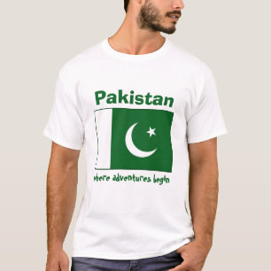 Drapeau du Pakistan + Carte + T-shirt des textes