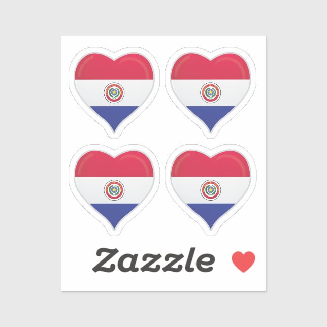 drapeau du Paraguay amour fier autocollant de coeu (Feuille)