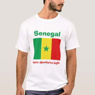 Drapeau du Sénégal + Carte + T-shirt des textes