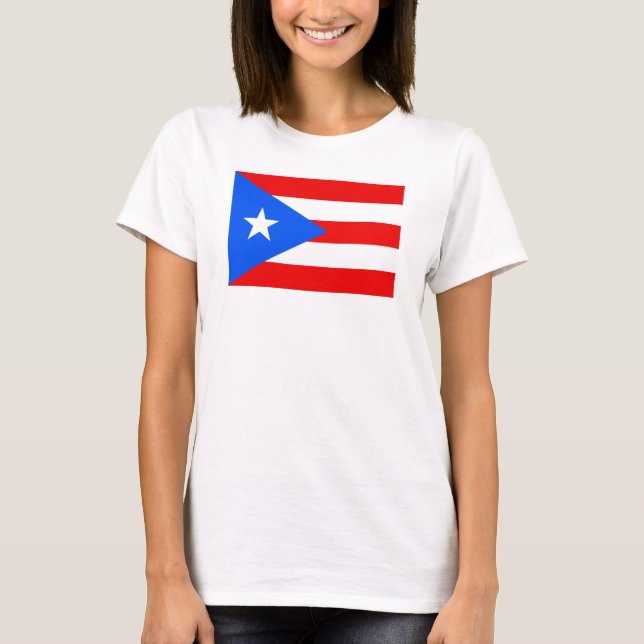 Drapeau du T-shirt de base féminin de Porto Rico (Devant)