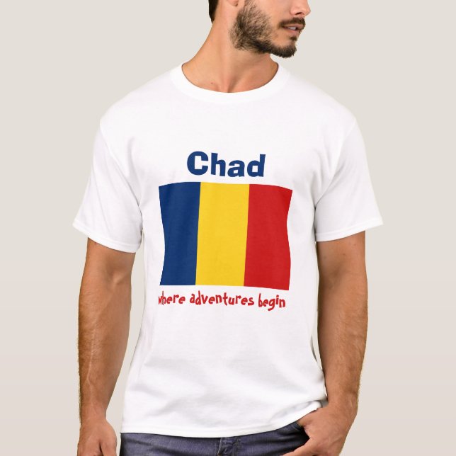 Drapeau du Tchad + Carte + T-shirt des textes (Devant)