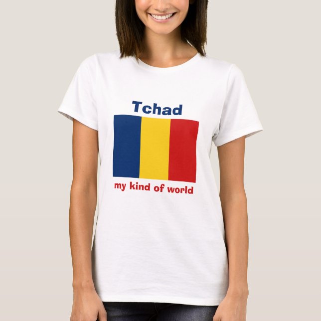 Drapeau du Tchad + Carte + T-shirt des textes (Devant)