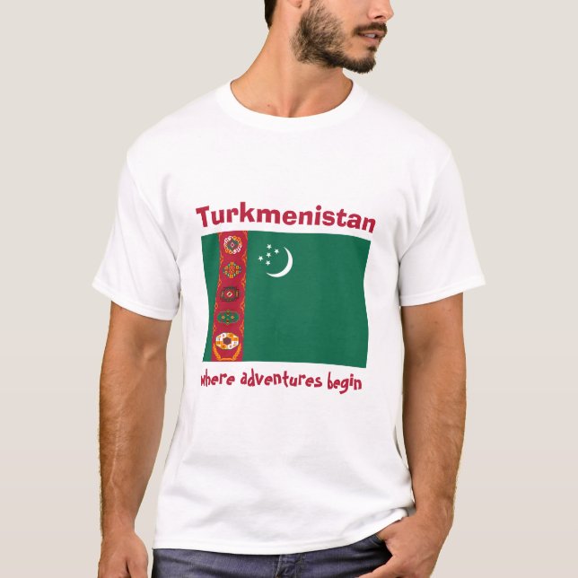 Drapeau du Turkménistan + Carte + T-shirt des (Devant)