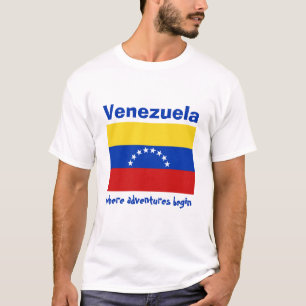Drapeau du Venezuela + Carte + T-shirt texte