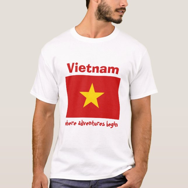 Drapeau du Vietnam + Carte + T-shirt des textes (Devant)