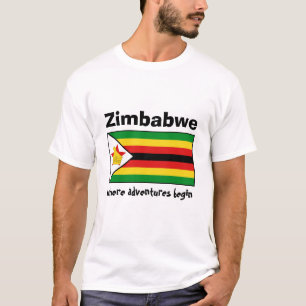 Drapeau du Zimbabwe + Carte + T-shirt des textes
