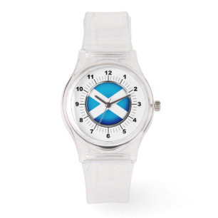 Drapeau écossais féminin Montre en silicone rose