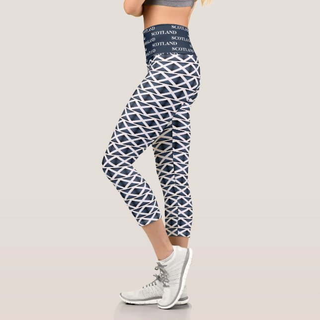 Drapeau écossais motif haute taille capri leggings (Gauche)