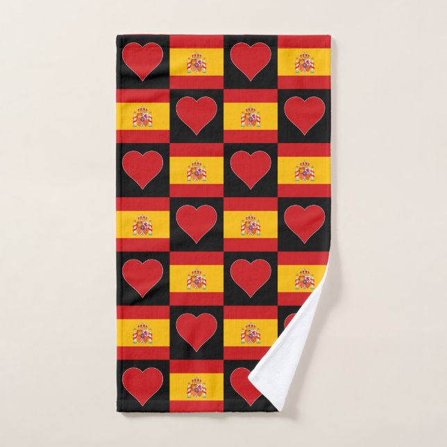 Drapeau espagnol et Motif de coeur Fun Espagne Pri (Serviette à main)