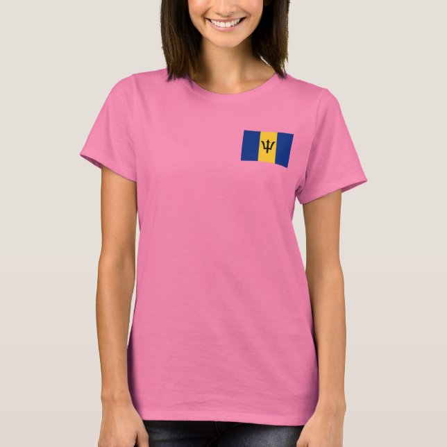 Drapeau et carte de la Barbade T-shirt (Devant)