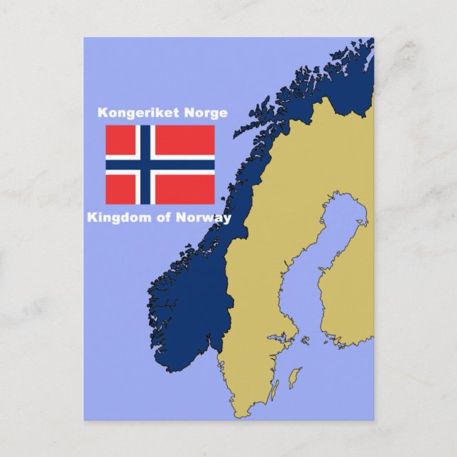 Drapeau et carte de la Norvège (Devant)
