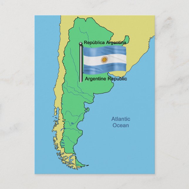 Drapeau et carte de l'Argentine (Devant)