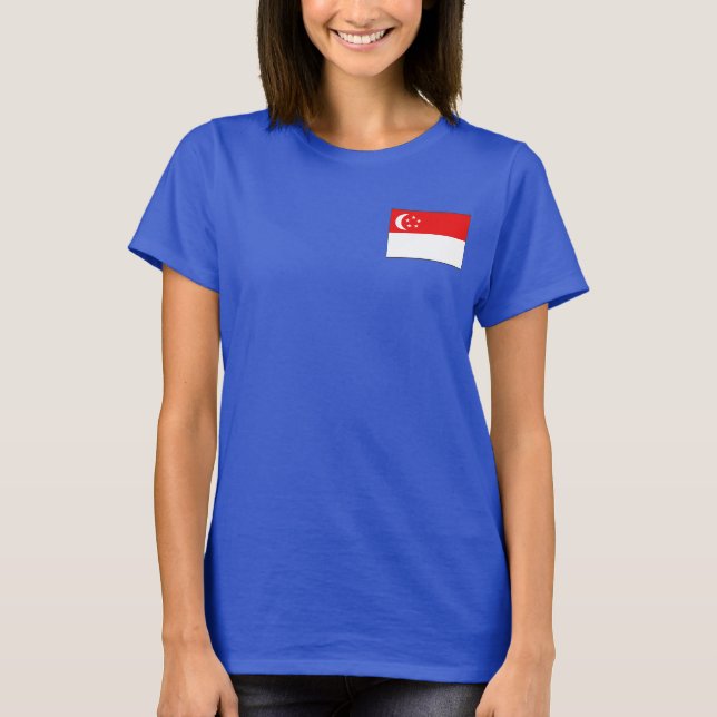 Drapeau et carte de Singapour T-shirt (Devant)