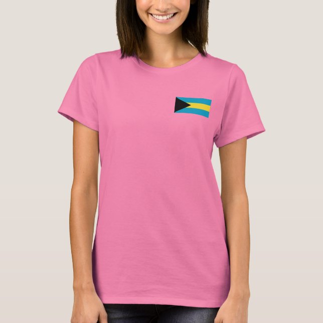 Drapeau et carte des Bahamas T-shirt (Devant)