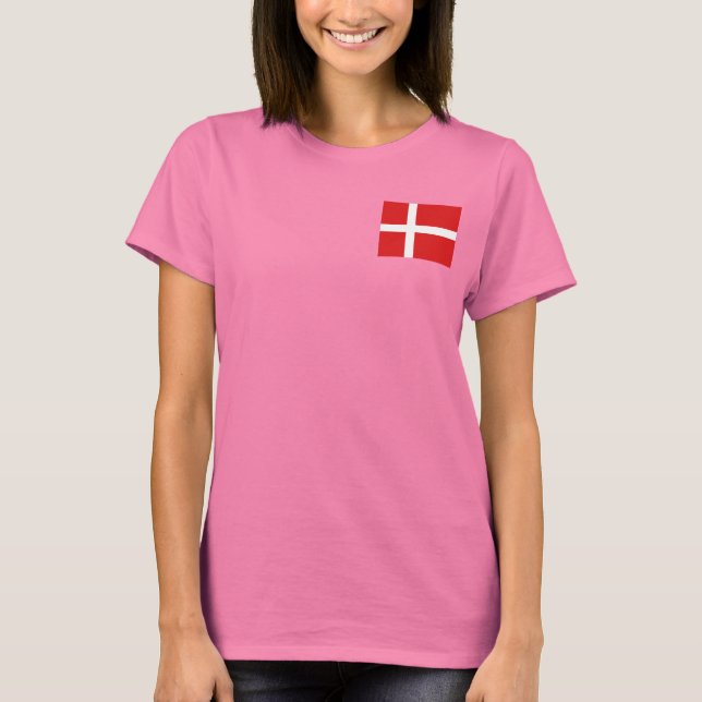 Drapeau et carte du Danemark T-shirt (Devant)