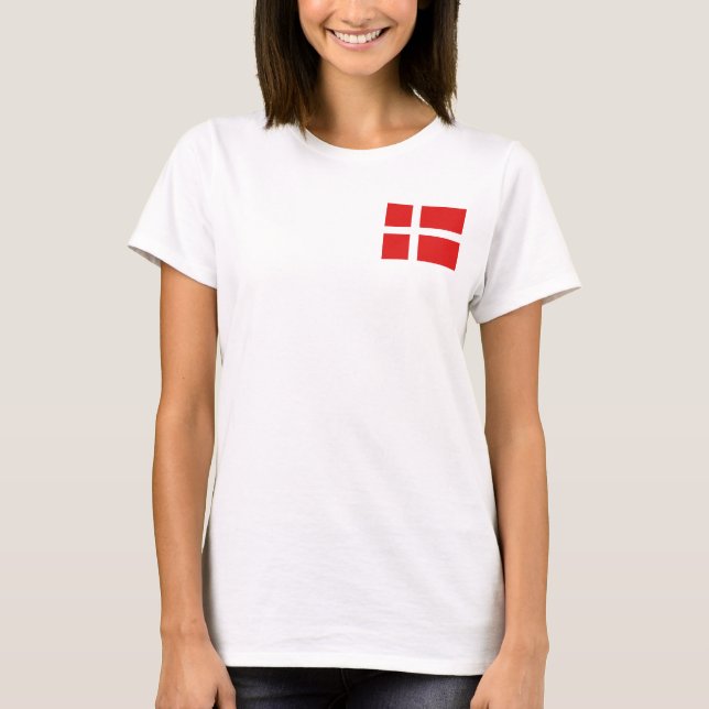 Drapeau et carte du Danemark T-shirt (Devant)