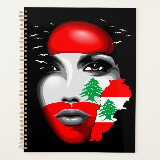 Drapeau et carte du Liban sur le visage de la fill (Devant)