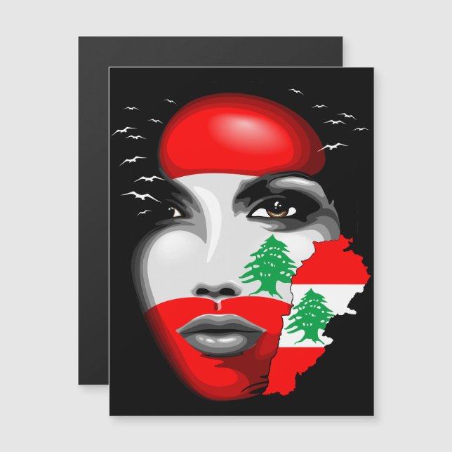 Drapeau et carte du Liban sur le visage de la fill (Devant / Derrière)