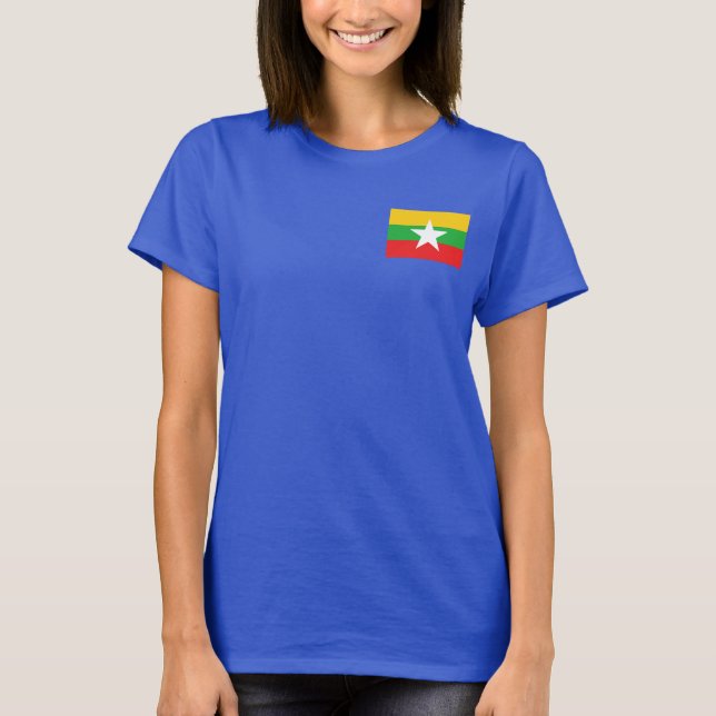 Drapeau et carte du Myanmar T-Shirt (Devant)
