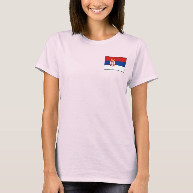 Drapeau et carte serbe T-shirt (Devant)
