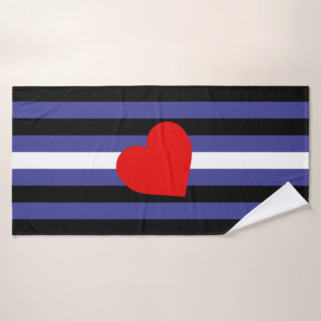 Drapeau et cœur de fierté en cuir (Serviette de bain)